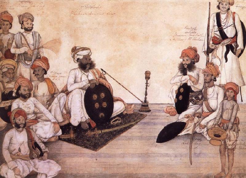 unknow artist Thakur Daulat Singh,His Minister,His Nephew and Others in a Council France oil painting art